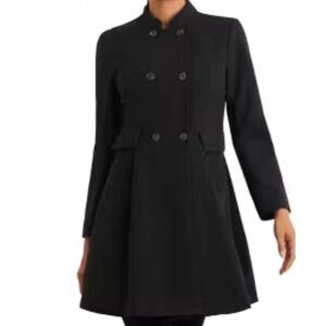BANANA REPUBLIC Black Wool Stand Up Collar Peacoat Size XS